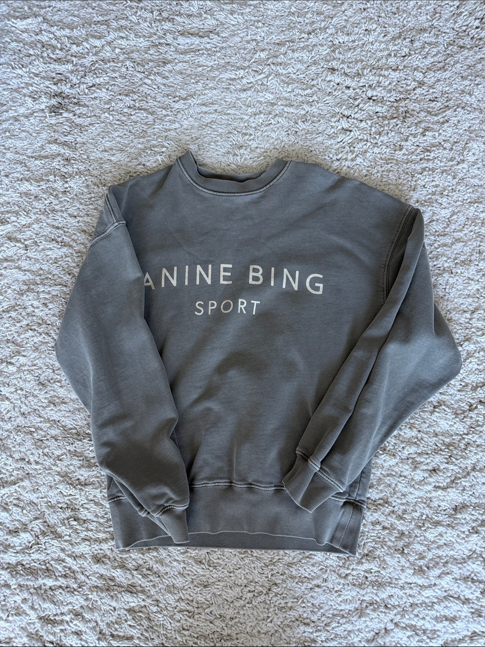 Anine Bing Crewneck Sweatshirt - Charcoal Gray with White Logo